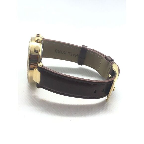 Michael Kors MK5632 Women Brown Leather Analog Champange Dial Wrist Watch BP530 - Picture 8 of 9